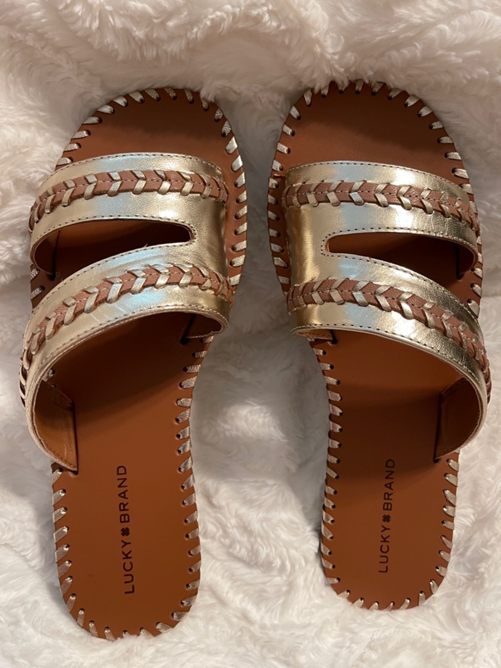 NIB Lucky Brand Zanora Leather Flat Sandals - Picture 15 of 15